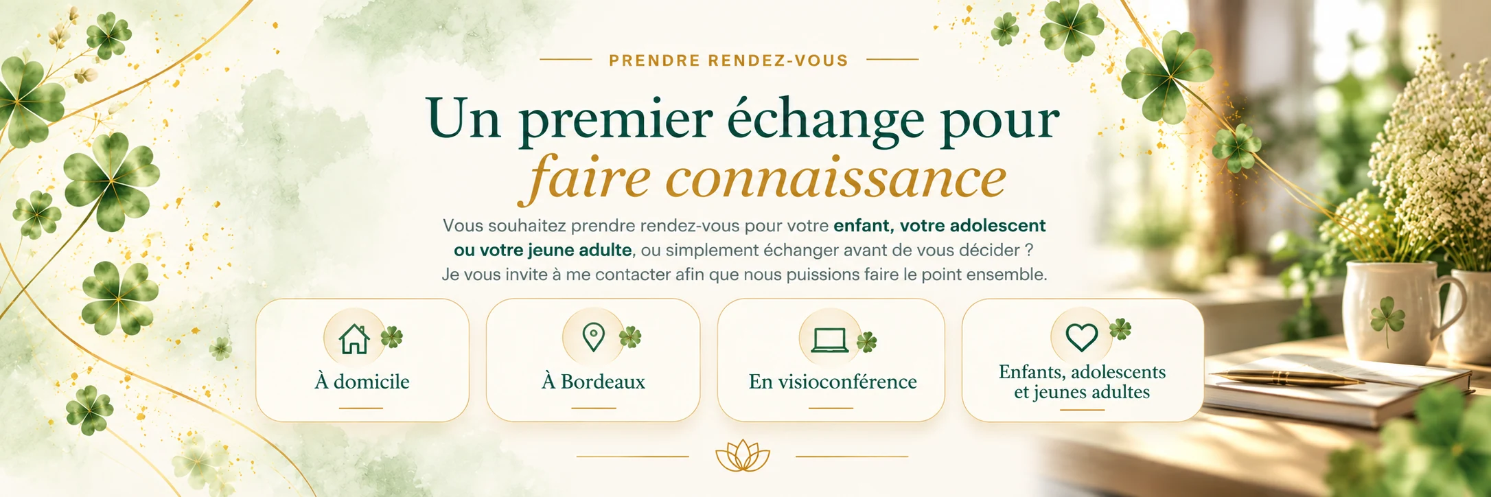 Prendre rendez-vous : enfants, adolescents et jeunes adultes ; à domicile, à Bordeaux ou en visioconférence